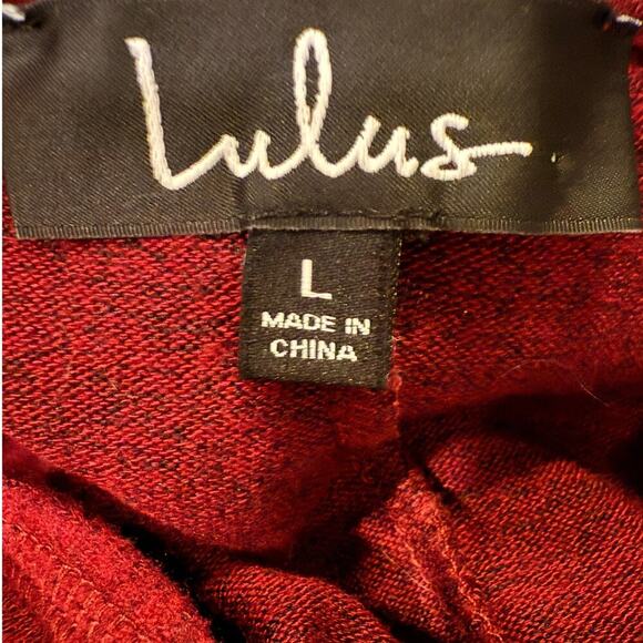 Lulu Favorite Tune Burgundy Wrap Sweater Dress Long Sleeve Large Holiday Fall - Picture 6 of 9